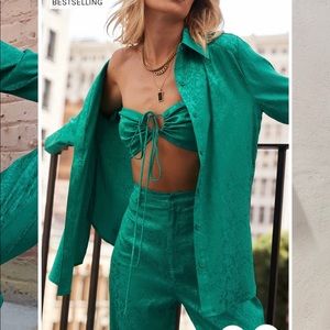 Gold rush emerald jacquard top size small